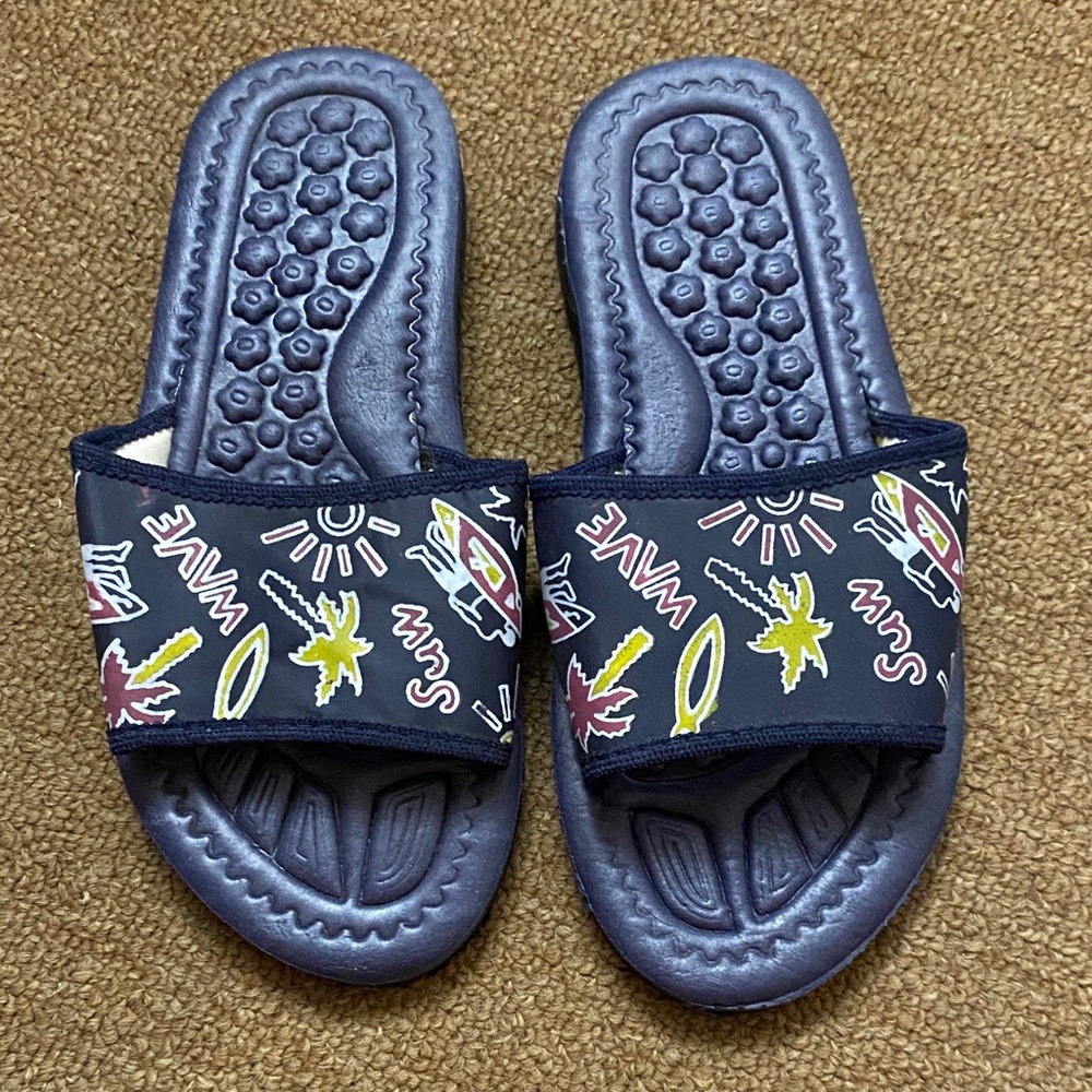 Ladies Blue Slide Sandals